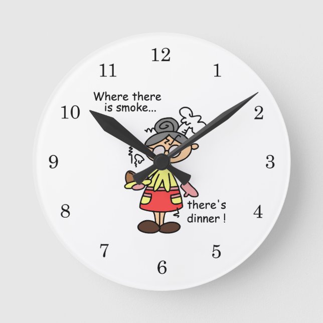 Rauch und Abendessen-T-Shirts und Geschenke Runde Wanduhr (Vorderseite)