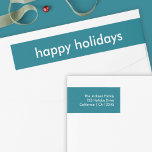 Rauchblau | Dusky Moody Christmas Rücksendeadresse<br><div class="desc">Einfache, stilvolle "Happy Ferien"-Zitat umhüllen das Adressetikett mit moderner Typografie in Weiß auf rauchblauem Hintergrund in einem minimalistischen skandinavischen Design-Stil. Das Label kann leicht mit Ihrem eigenen Gruß, Rücknamen und Adresse personalisiert werden, um ein wirklich maßgeschneidertes Weihnachtslabel für die festliche Saison zu bilden, das mit unseren passenden Urlaubskarten koordiniert wird!...</div>