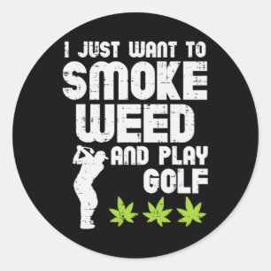 Rauche Gras Spiele Golf Golfen Thc Golfer Kiffer Runder Aufkleber