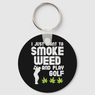 Rauche Gras Spiele Golf Golfen Thc Golfer Kiffer Schlüsselanhänger