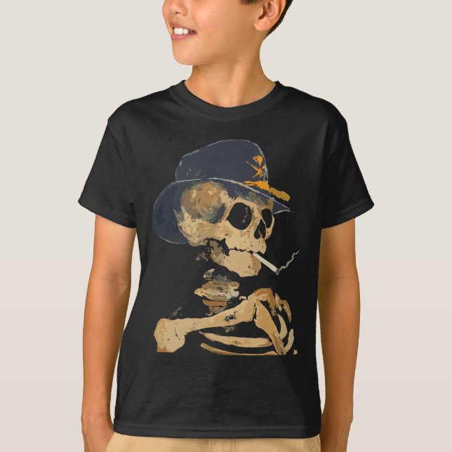 Rauchen Cowboy Skeleton T-Shirt (Vorderseite)