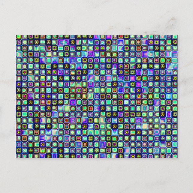 Rauchen Grün Funky Retro Mosaikfliesen Muster Postkarte (Vorderseite)