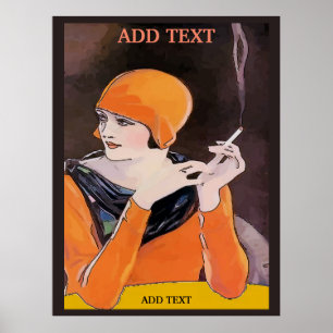 Rauchen Lady, Text hinzufügen, Drucken Poster