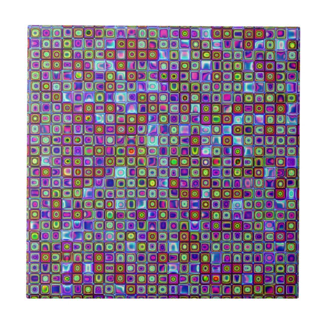 Rauchen Lila Muster von Funky Retro Mosaikfliesen Fliese (Vorderseite)