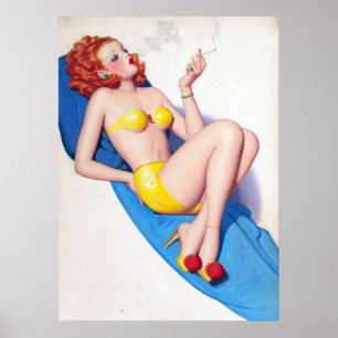 Rauchen - Redhead-Button nach oben Poster