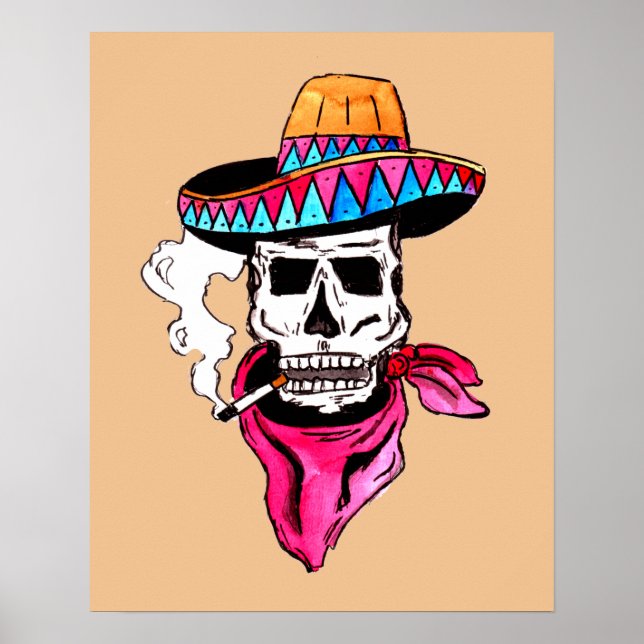 Rauchen Skeleton Cowboy Poster (Vorne)