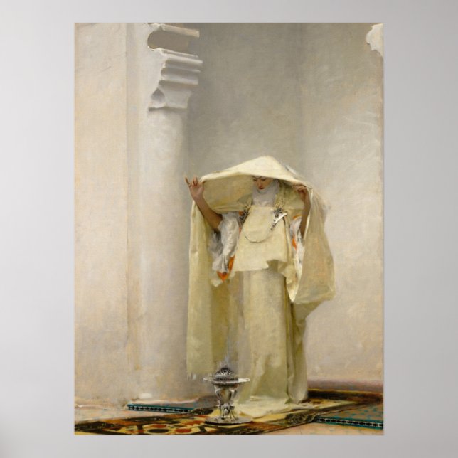 Rauchen von Ambergris von John Singer Sargent Poster (Vorne)