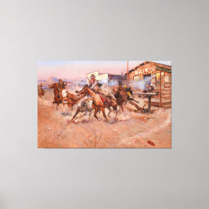 Rauchen von einer .45 von Charles Marion Russell ( Leinwanddruck