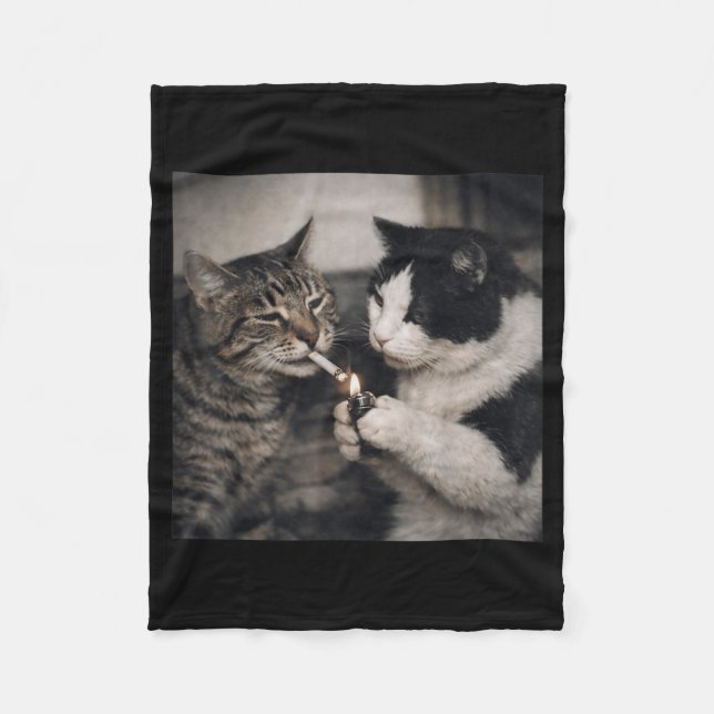 Rauchende Katze Zigarette Kätzchen Lustiges Meme D Fleecedecke (Vorderseite)