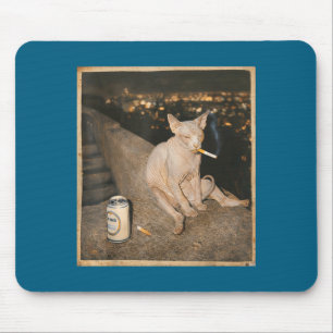 Rauchende Sphynx-Katze Meme Lustiges Design Mousepad