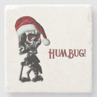 Rauchende Weihnachts-Skelett-Humbug-Zigarre Steinuntersetzer