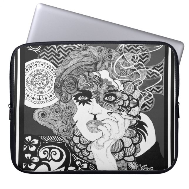 Rauchender Frauen-Neopren-Laptop Sleeve 15 Zoll (Vorderseite)