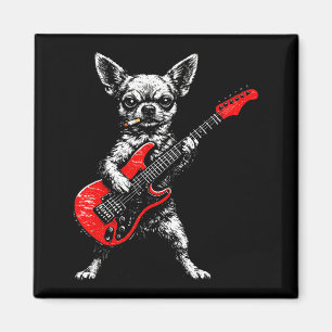 Rauchender Hund lustiger Chihuahua-Meme spielt Git Magnet