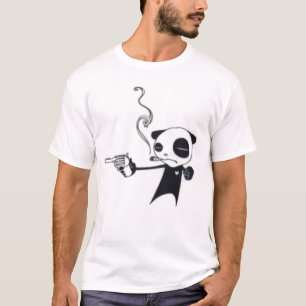 Rauchender Panda bewaffnete mit dünnem gestreifte T-Shirt