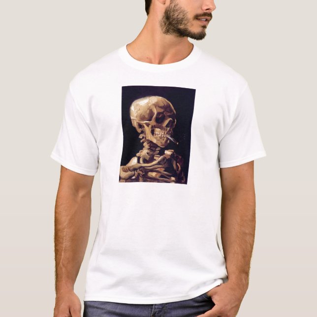 Rauchender Schädel Van Gogh T-Shirt (Vorderseite)