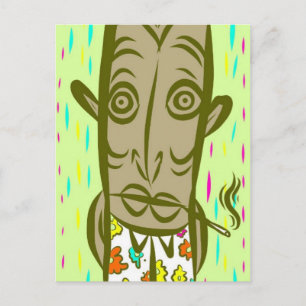 Rauchender Tiki Postkarte