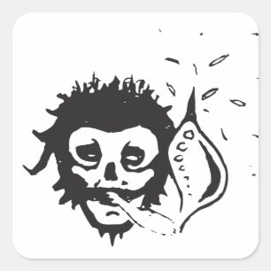 Rauchender Totenkopf Quadratischer Aufkleber