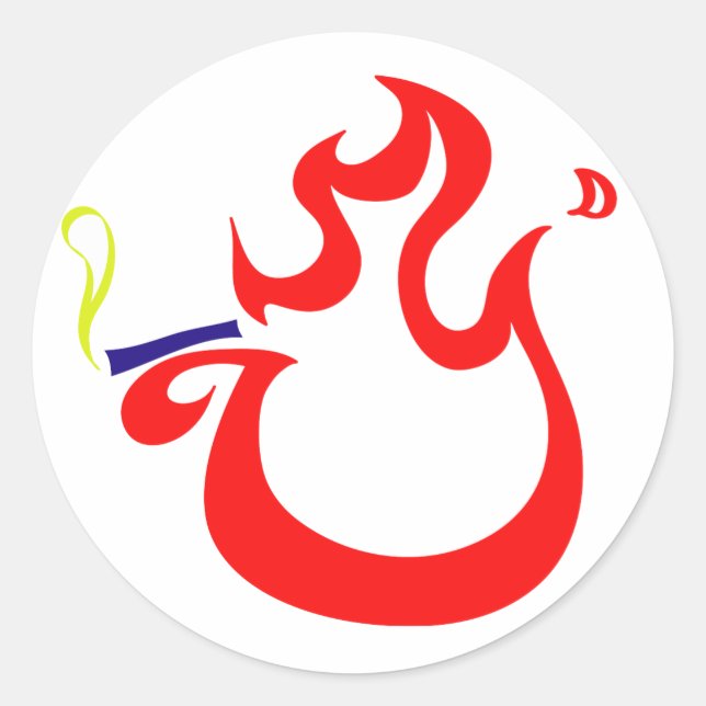 Rauchendes Feuer Runder Aufkleber (Vorderseite)