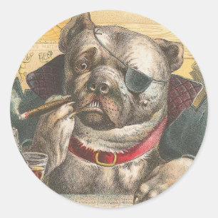 Rauchendes Pitbull Runder Aufkleber