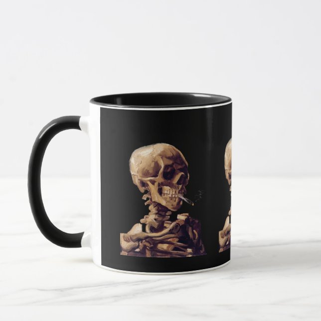 Rauchendes Skelett durch Van Gogh Tasse (Links)