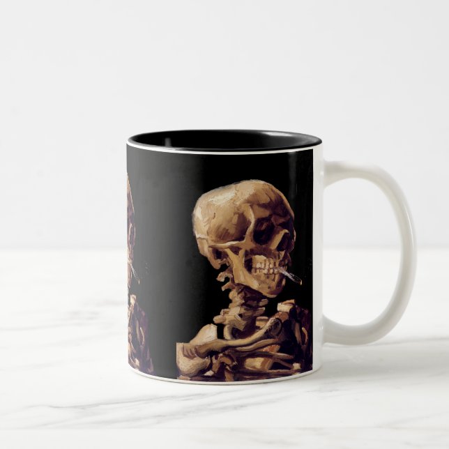 Rauchendes Skelett durch Van Gogh Zweifarbige Tasse (Rechts)