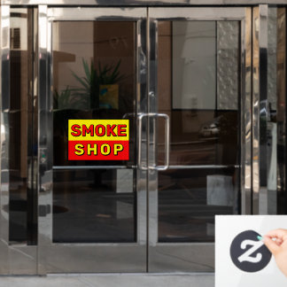 Rauchergeschäft Rot Gelb Schwarz Anzeige Fensteraufkleber