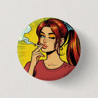 Raucherliebhaber | Pop-Art | Mädchen Stoner | Ziga Button