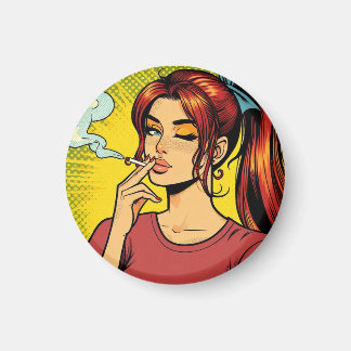 Raucherliebhaber | Pop-Art | Mädchen Stoner | Ziga Magnet