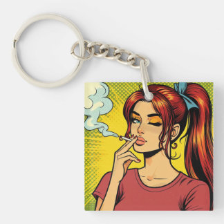 Raucherliebhaber | Pop-Art | Mädchen Stoner | Ziga Schlüsselanhänger