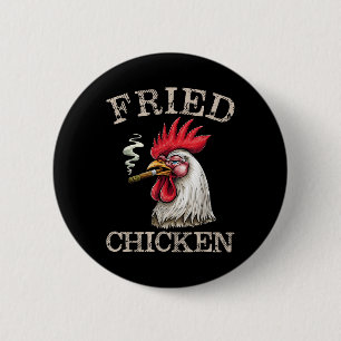 Räucherndes Huhn Grafische Weed Men Frauen Button