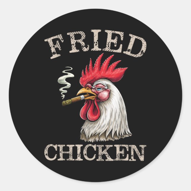 Räucherndes Huhn Grafische Weed Men Frauen Runder Aufkleber (Vorderseite)