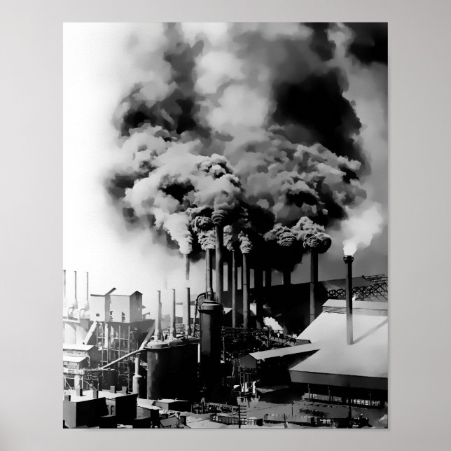 RAUCHERTACKEN VON PITTSBURGH STAHL MILL c. 1890 Poster (Vorne)