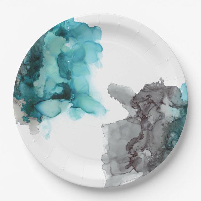 rauchfreie aquamarine und graue Teller (Vorderseite)