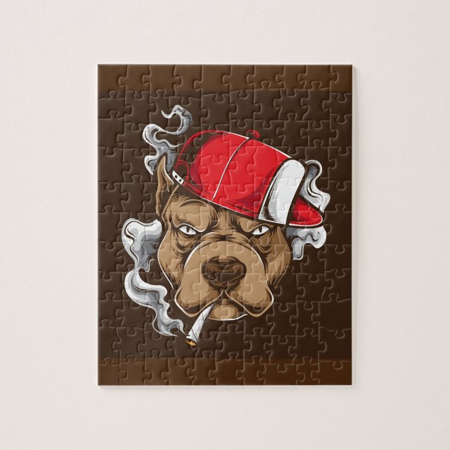 Rauchhund (Smoking Pitbull Dog Jigsaw Puzzle!)