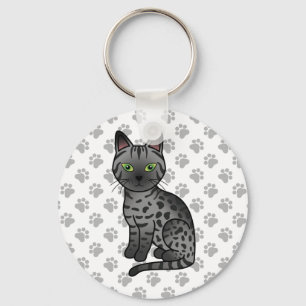 Rauchige ägyptische Mau Süße Cartoon-Katze Illustr Schlüsselanhänger