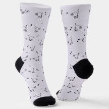 Rauchige Lavendel-Katzen-Linienkunst-Muster-Socken