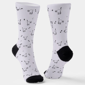 Rauchige Lavendel-Katzen-Linienkunst-Muster-Socken Socken