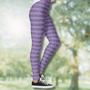 Rauchige Pflaumen-Glitter-Optik-Horizontale Streif Leggings