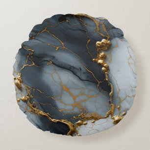 Rauchiger Onyxmarmor mit goldenen Adern Rundes Kissen