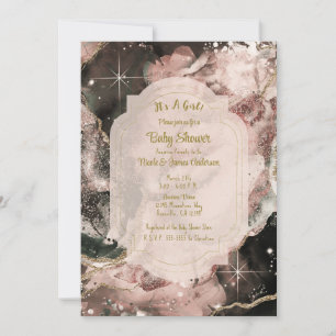 Rauchiges Rosa Galaxie Aquarell Gold Himmlisch Bab Einladung