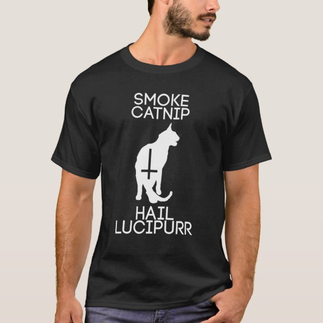 Rauchkatze, Hagel Lucipurr Katze T-Shirt (Vorderseite)