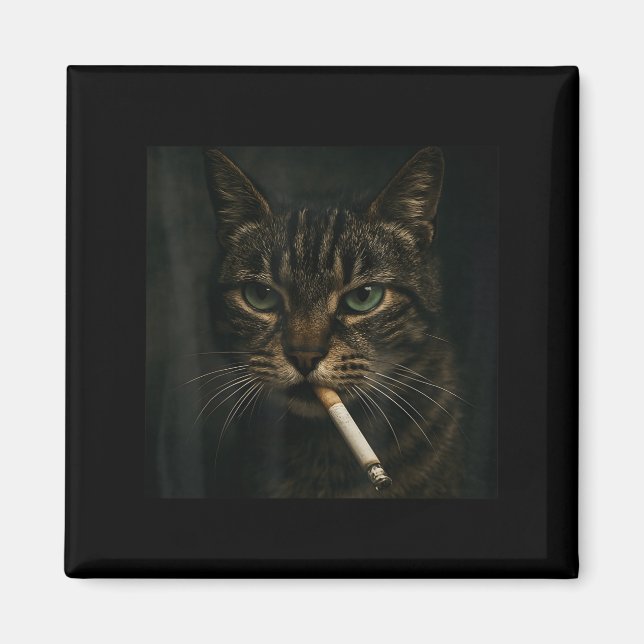 Rauchmelder, Zigarette Kätzchen Gen Z Meme, Katze Magnet (Vorne)