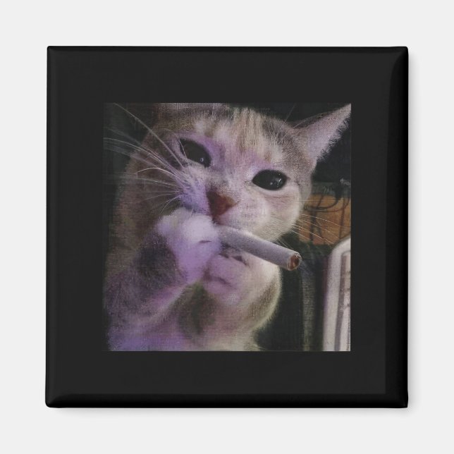 Rauchmelder, Zigarette Kätzchen Gen Z Meme, Katze Magnet (Vorne)