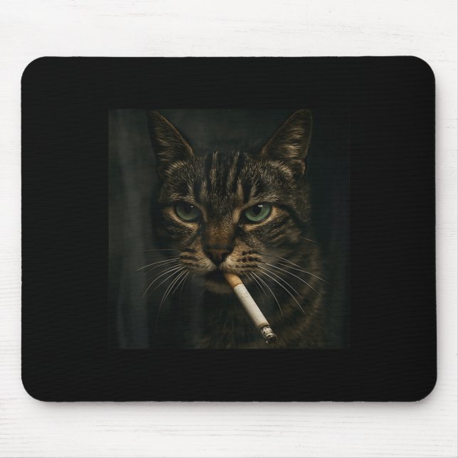 Rauchmelder, Zigarette Kätzchen Gen Z Meme, Katze Mousepad (Vorne)