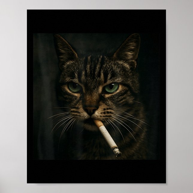 Rauchmelder, Zigarette Kätzchen Gen Z Meme, Katze Poster (Vorne)