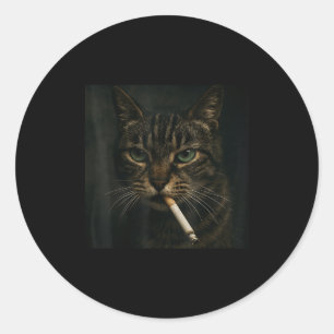 Rauchmelder, Zigarette Kätzchen Gen Z Meme, Katze Runder Aufkleber