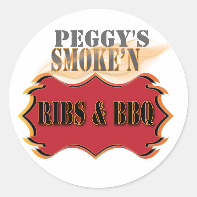 Rauch'n Ribs und Grillen Runder Aufkleber (Vorderseite)
