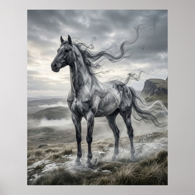 Rauchpferd Windgeweht Plateau Poster (Vorne)