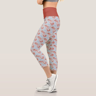 Rauchrot-blaues Paisley-Muster High Waisted Caprih Capri Leggings