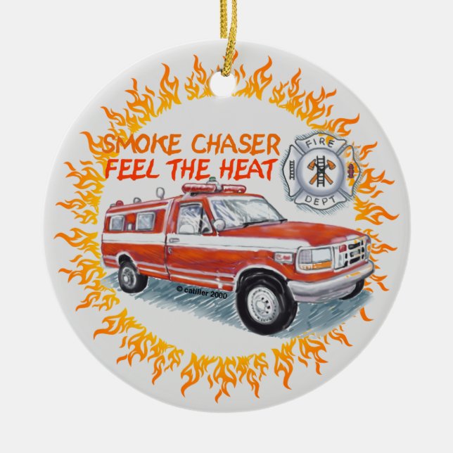 Rauchschaser-Feuerwehrmann Keramik Ornament (Vorne)